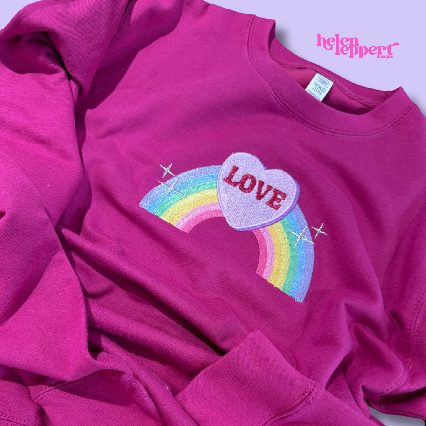 Cosy colourful Rainbow "Love" Embroidered Cotton Hoodie ππ
