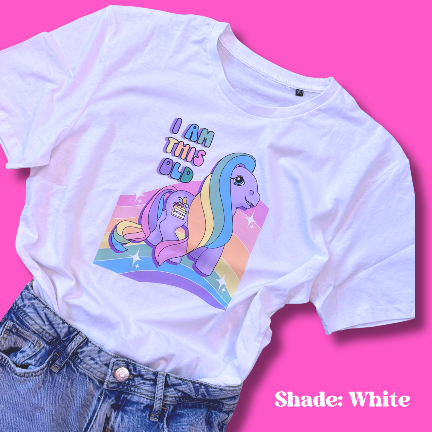 100% Organic Cotton Retro 90's Printed Tee Inspired by Vintage My Little Pony Dolls