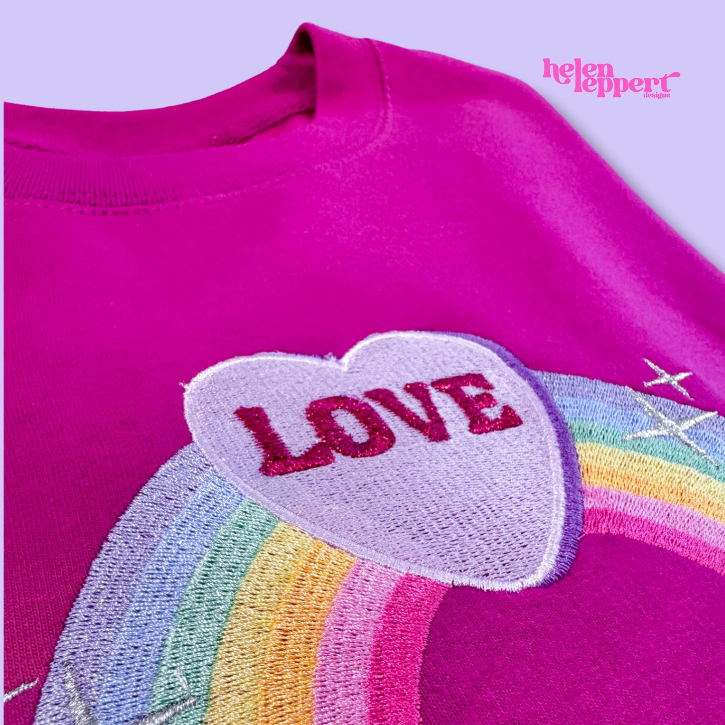 Cosy colourful Rainbow "Love" Embroidered Cotton Hoodie ππ