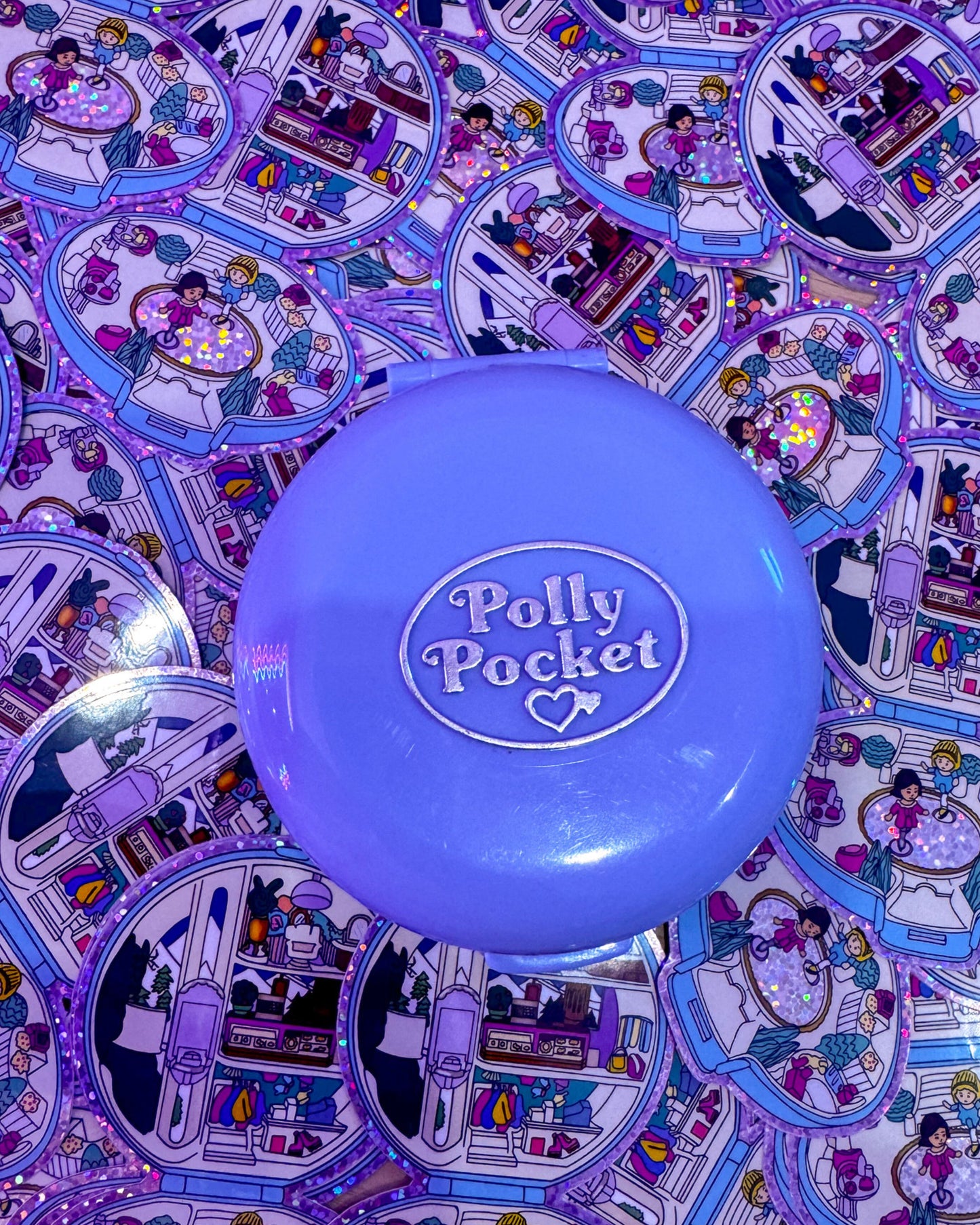 Sticker inspired by 1990’s Bluebird Polly Pocket Ice Skating Party Compact | Illustrated Holographic Sticker/Laptop Decal