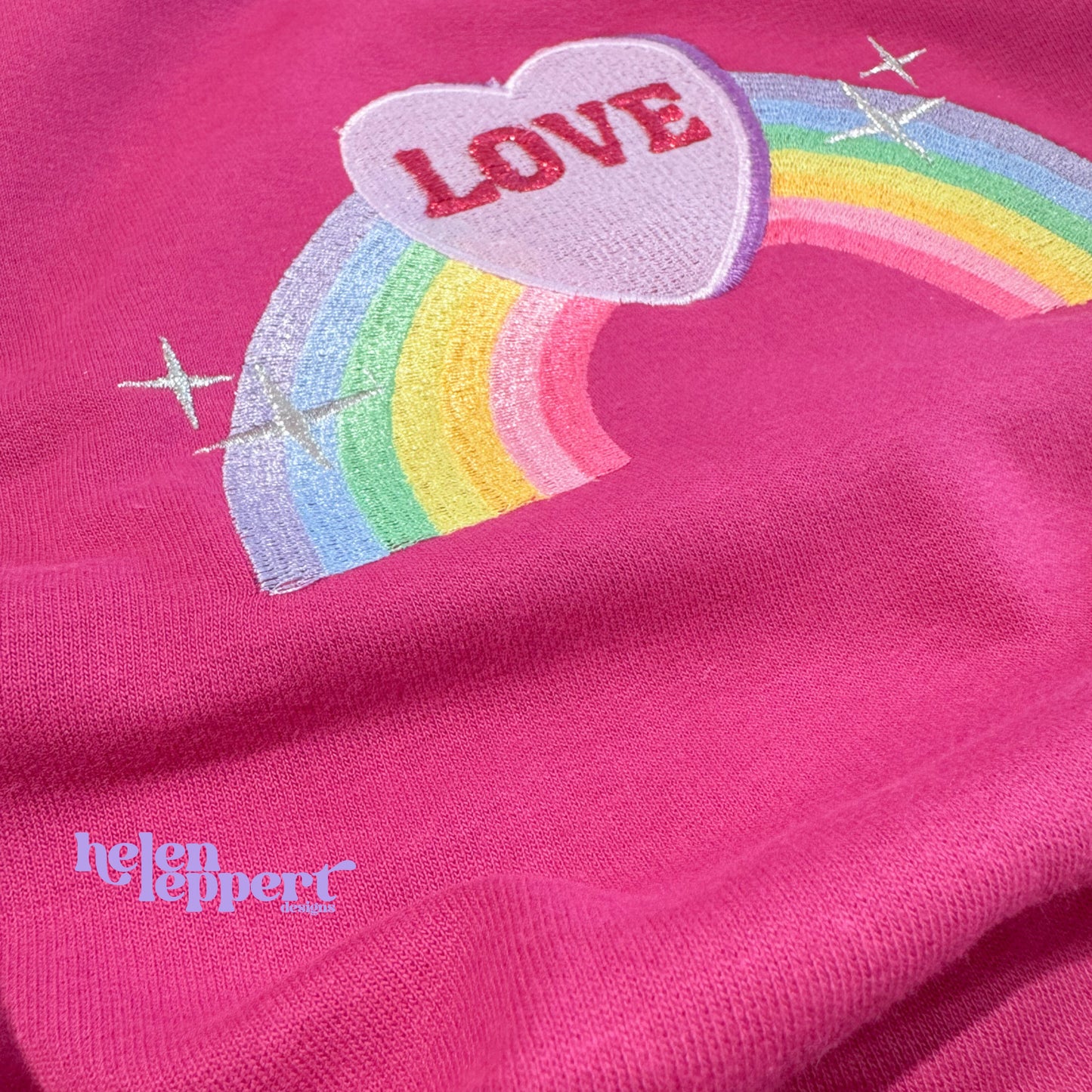 Cosy colourful Rainbow "Love" Embroidered Cotton Hoodie ππ