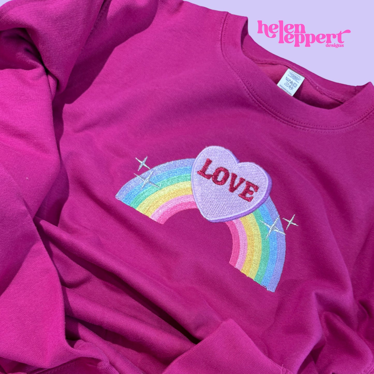 Cosy colourful Rainbow "Love" Embroidered Cotton Hoodie ππ