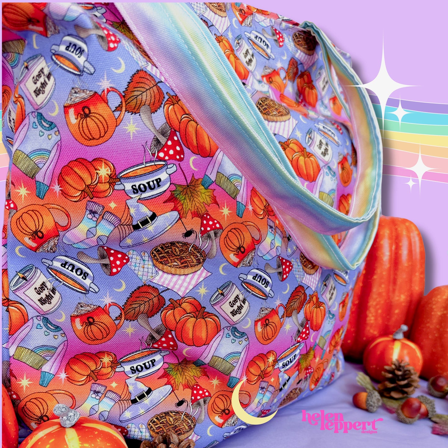 Pumpkin Spice Season Oversized Panama Cotton Tote Shopper