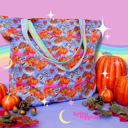 Pumpkin Spice Season Oversized Panama Cotton Tote Shopper