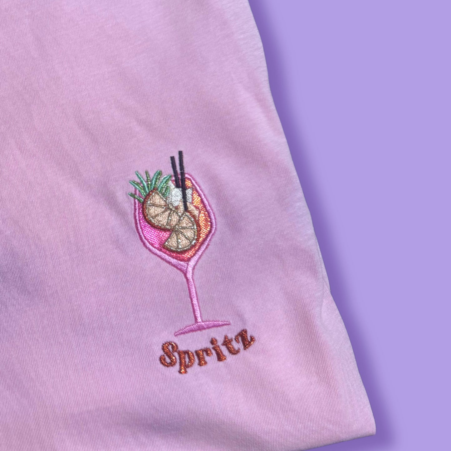 100% Organic Cotton Appliqué Embroidered Aperol Spritz Tee 🧡