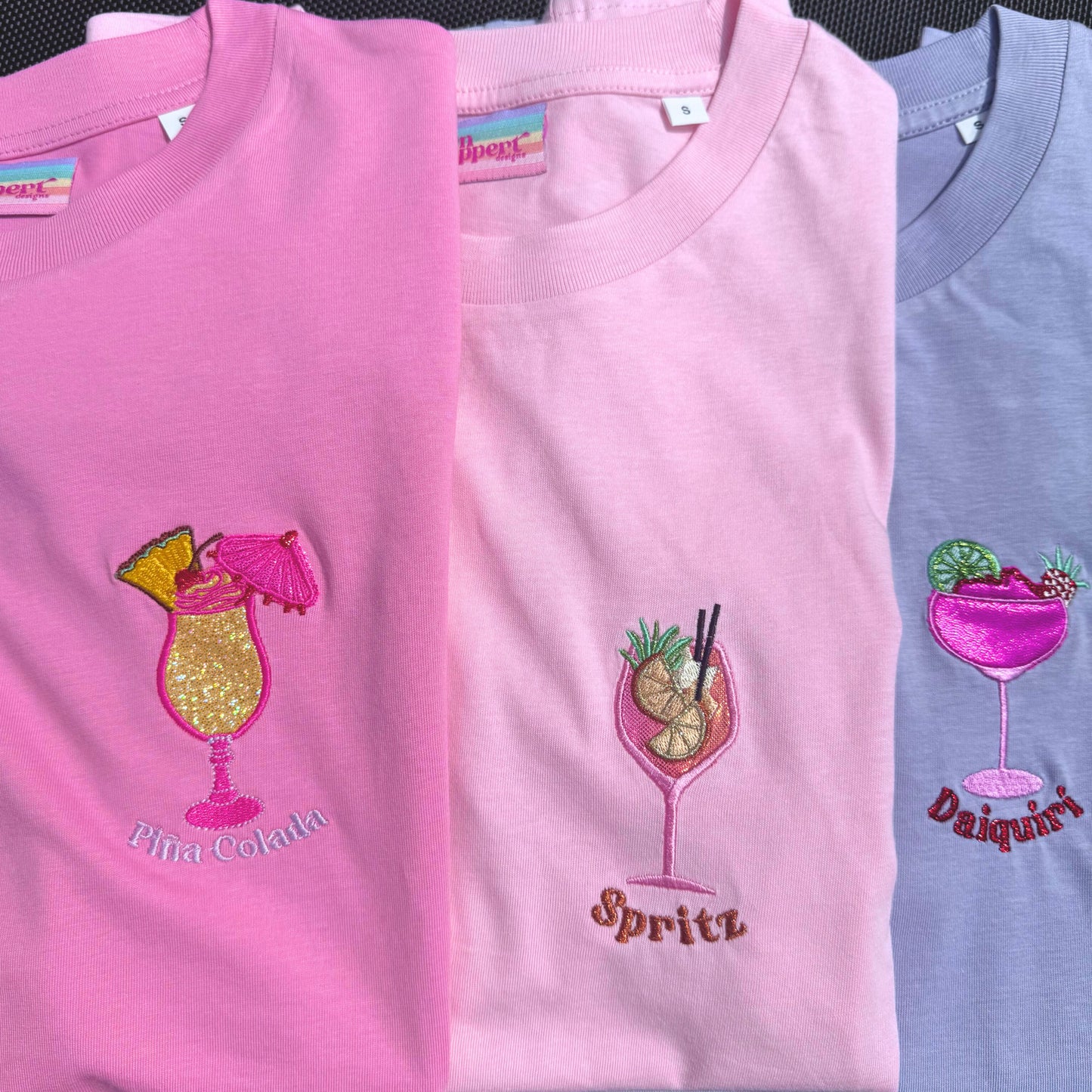 100% Organic Cotton Appliqué Embroidered Strawberry Daiquiri Tee 🍓