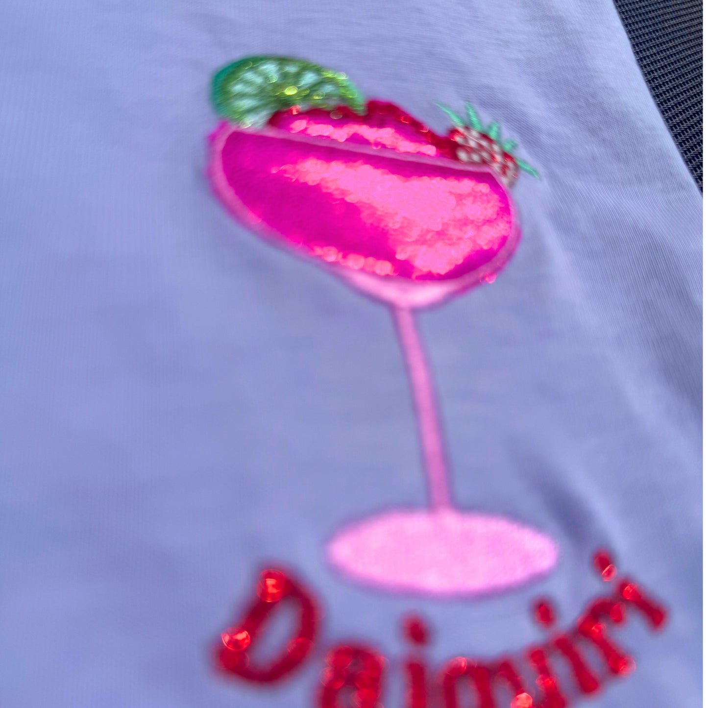 100% Organic Cotton Appliqué Embroidered Strawberry Daiquiri Tee 🍓