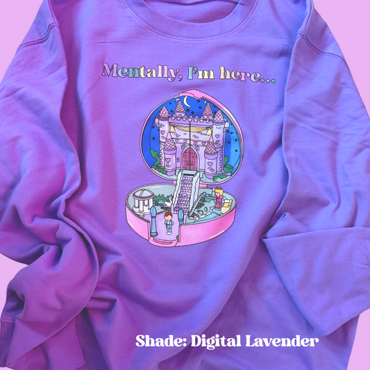 Cosy Colourful Retro Crew Neck Sweater | Printed Illustration Inspired by 90s Vintage Polly Starlight Castle Compact