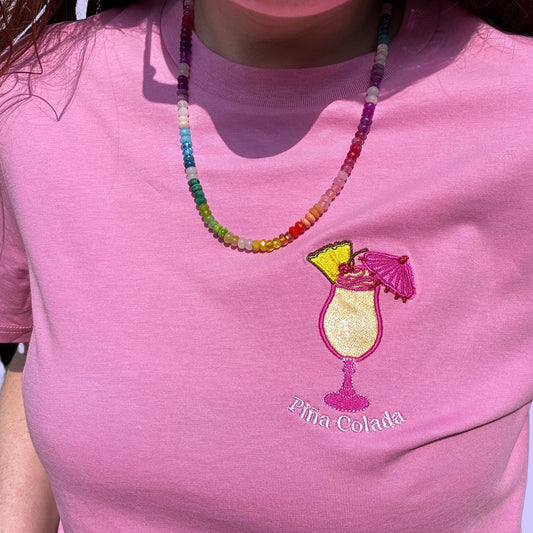 100% Organic Cotton Appliqué Embroidered Piña Colada Tee 🍍