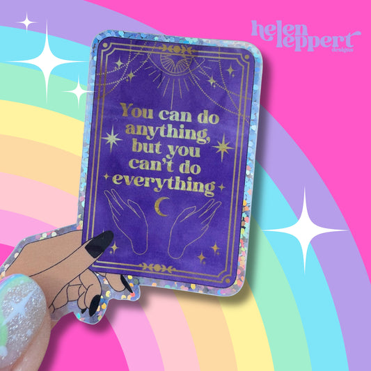 Positive Mental Health Tarot Card Glitter Holographic Sticker Laptop Decal | Witchy Sticker Positive Quote