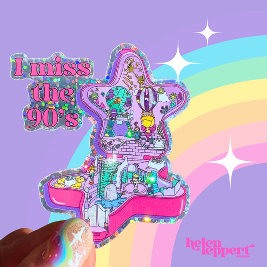 1990’s Bluebird Polly Pocket Fairylight Wonderland Inspired Illustrated Holographic Sticker/Laptop Decal