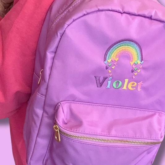 Personalised Mini Backpack - Rainbow Embroidered Name Backpack For Kids
