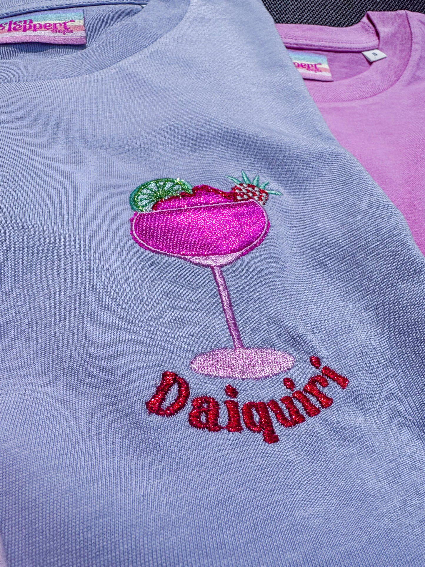 100% Organic Cotton Appliqué Embroidered Strawberry Daiquiri Tee 🍓