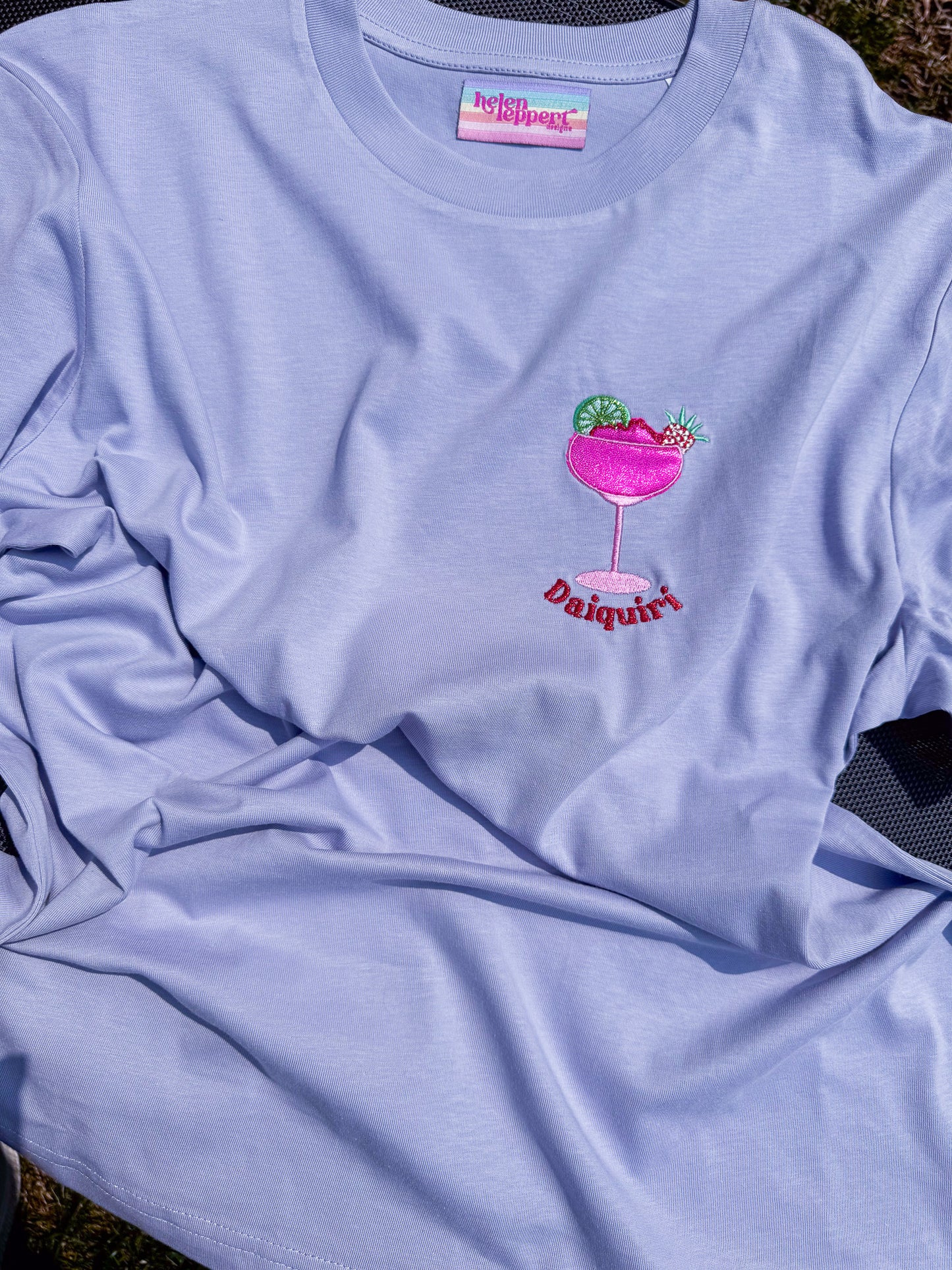 100% Organic Cotton Appliqué Embroidered Strawberry Daiquiri Tee 🍓