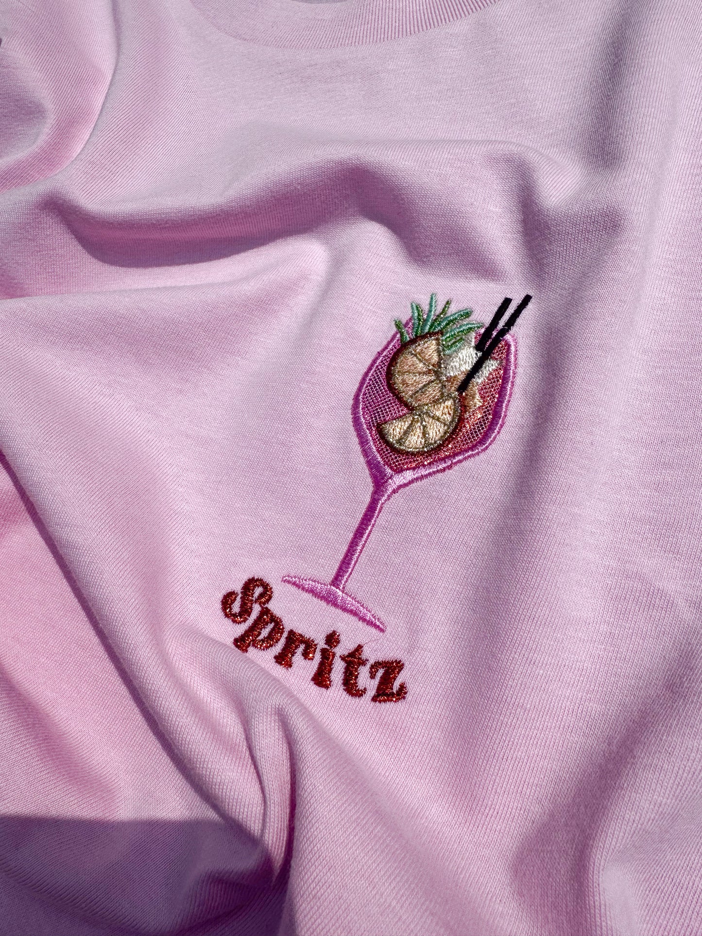 100% Organic Cotton Appliqué Embroidered Aperol Spritz Tee 🧡