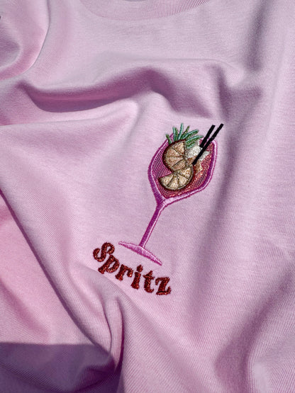 100% Organic Cotton Appliqué Embroidered Aperol Spritz Tee 🧡