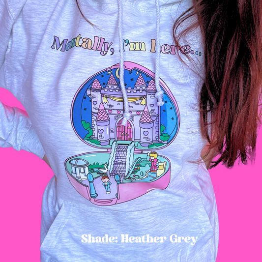 Cosy Colourful Retro Hoodie | Printed Illustration Inspired by 90s Vintage Polly Starlight Castle Compact